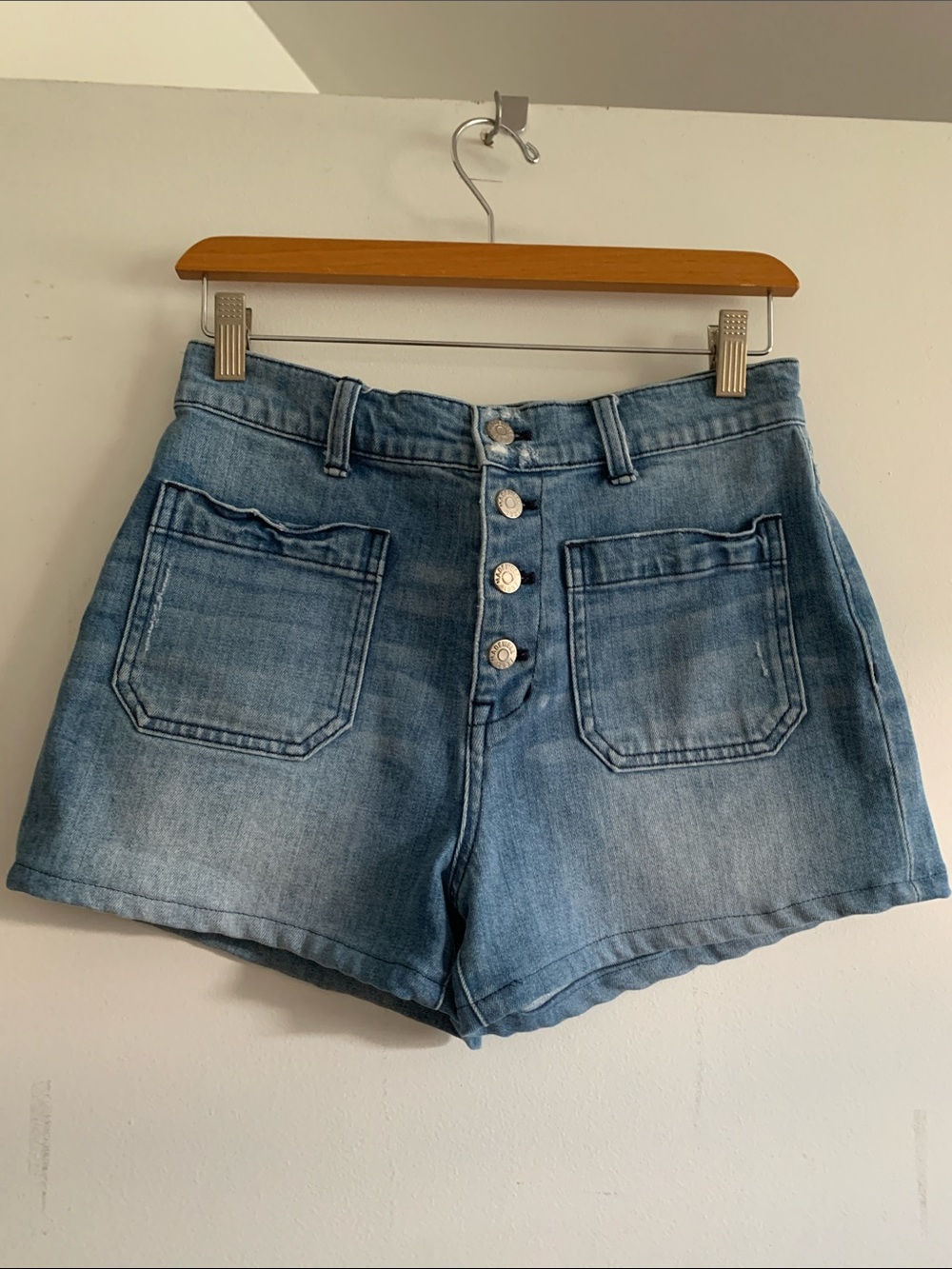 Madewell Blue Denim High-Rise Button-Front Jean Shorts